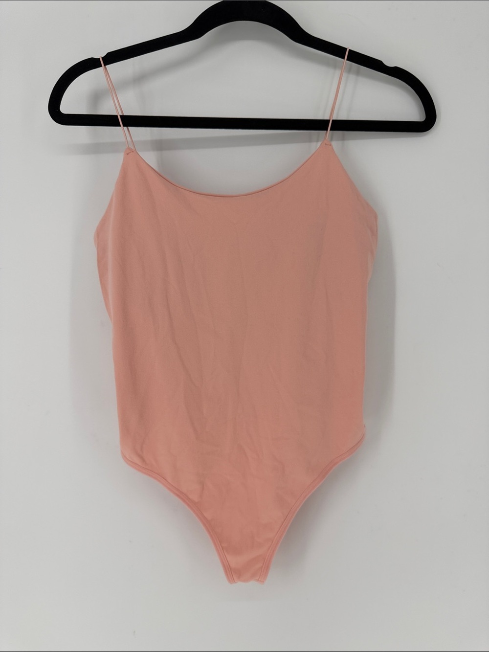 Free People Intimately M/L Peach Pink Seamless Thong Bodysuit Cami Strappy